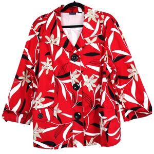 Westbound Red Cotton Button up Collar Shirt Casual Floral Vacation Cruise XL